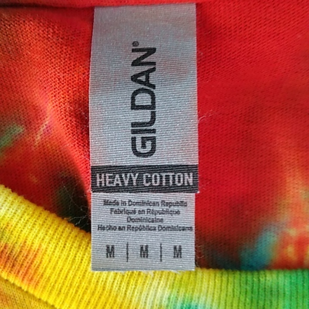 New Gildan Red, Yellow, Green and Pink Tie-Dye Medium T-Shirt - Picture 5 of 5